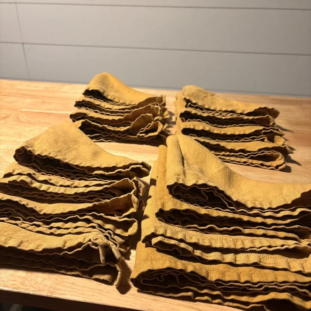 MCM Napkins Cloth Fall Yellow 60s Vintage Set Of 16, 15